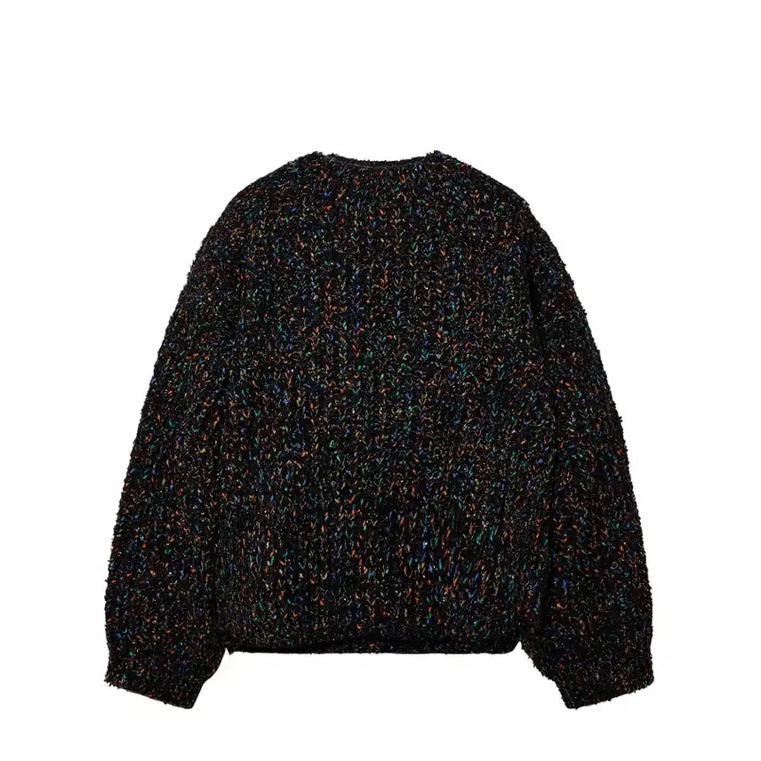 [BUNJANG] Number Project N 213 Chunky Knit Cardigan / 넘버 프로젝트 N 213- 멀티 컬러 청키니트 가디건 (블랙 +멀티컬러)