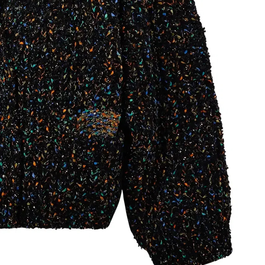 [BUNJANG] Number Project N 213 Chunky Knit Cardigan / 넘버 프로젝트 N 213- 멀티 컬러 청키니트 가디건 (블랙 +멀티컬러)