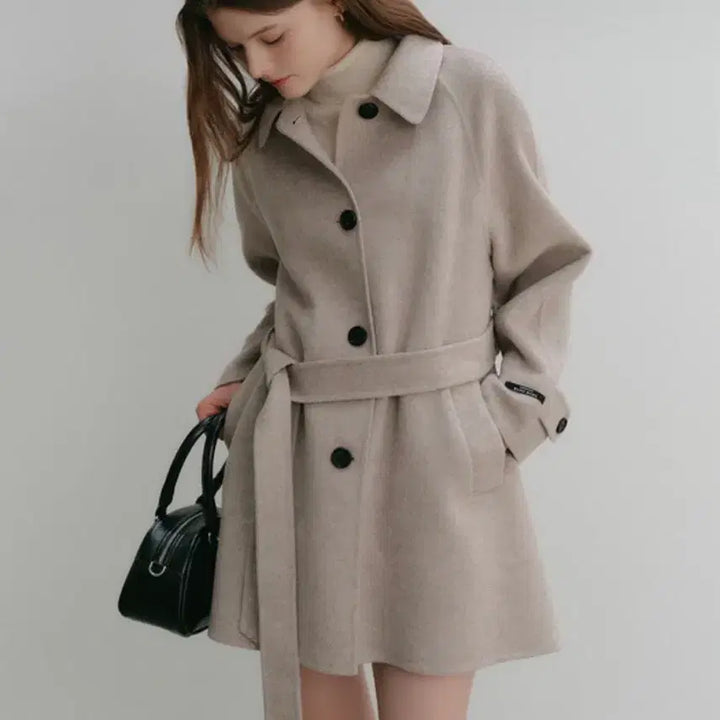 [BUNJANG] Lookast "Lieun" Wool Handmade Half Coat - Beige / 룩캐스트 리앤 울 핸드메이드 하프 코트 베이지