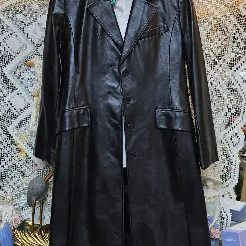 [BUNJANG] Black Leather Long Coat / 고급양가죽블랙 레더 롱 코트