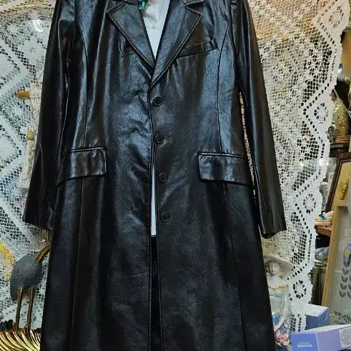 [BUNJANG] Black Leather Long Coat / 고급양가죽블랙 레더 롱 코트