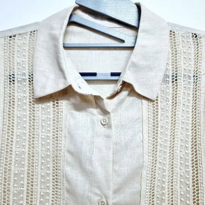 [BUNJANG] Marie Claire Ivory Lace 3/4 Sleeve Blouse / 마리끌레르 아이보리 레이스 7부 면마혼방 블라우스