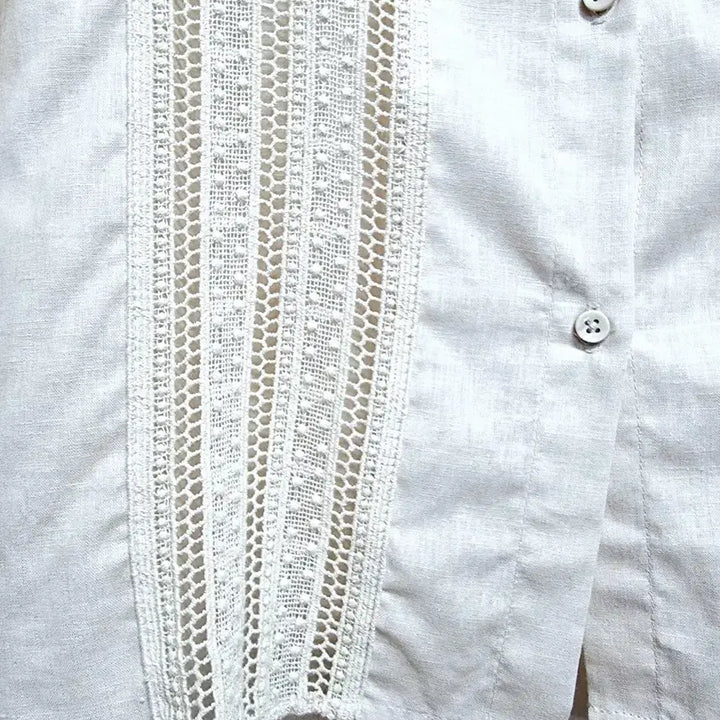 [BUNJANG] Marie Claire Ivory Lace 3/4 Sleeve Blouse / 마리끌레르 아이보리 레이스 7부 면마혼방 블라우스