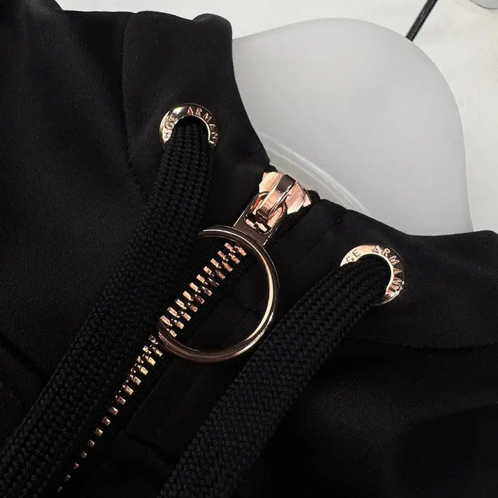 [BUNJANG] Armani Half Zip Hoodie / 알마니 하프 집업 로고 스트링 후디