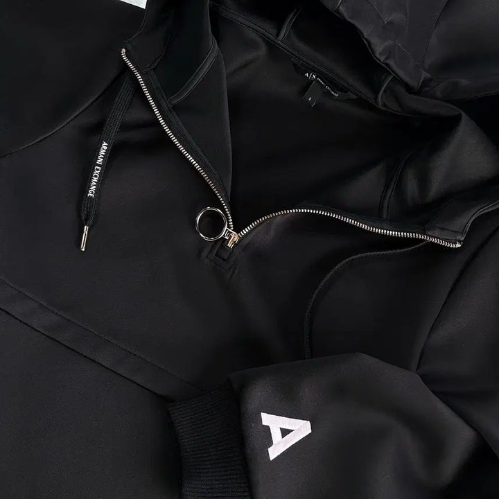 [BUNJANG] Armani Half Zip Hoodie / 알마니 하프 집업 로고 스트링 후디