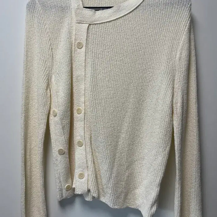 [BUNJANG] Anniz Ribbed Asymmetrical Cardigan Ivory One Size / 앤니즈 Ribbed 언발란스 가디건 아이보리 프리사이즈