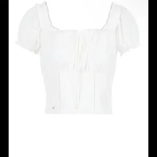 [BUNJANG] Pale Jade Chiffon Blouse White / 페일제이드 쉬폰 블라우스 반팔 화이트