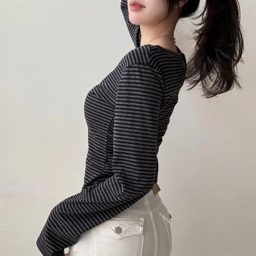 [SOLD OUT] 새상품)브이넥 단가라 긴팔 티셔츠