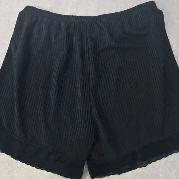[BUNJANG] Black Ribbed Lace Trim Pajama Shorts / 팬티3.검정색 골지 레이스 팬티반바지44.55
