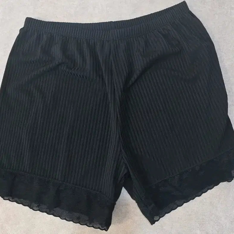 [BUNJANG] Black Ribbed Lace Trim Pajama Shorts / 팬티3.검정색 골지 레이스 팬티반바지44.55