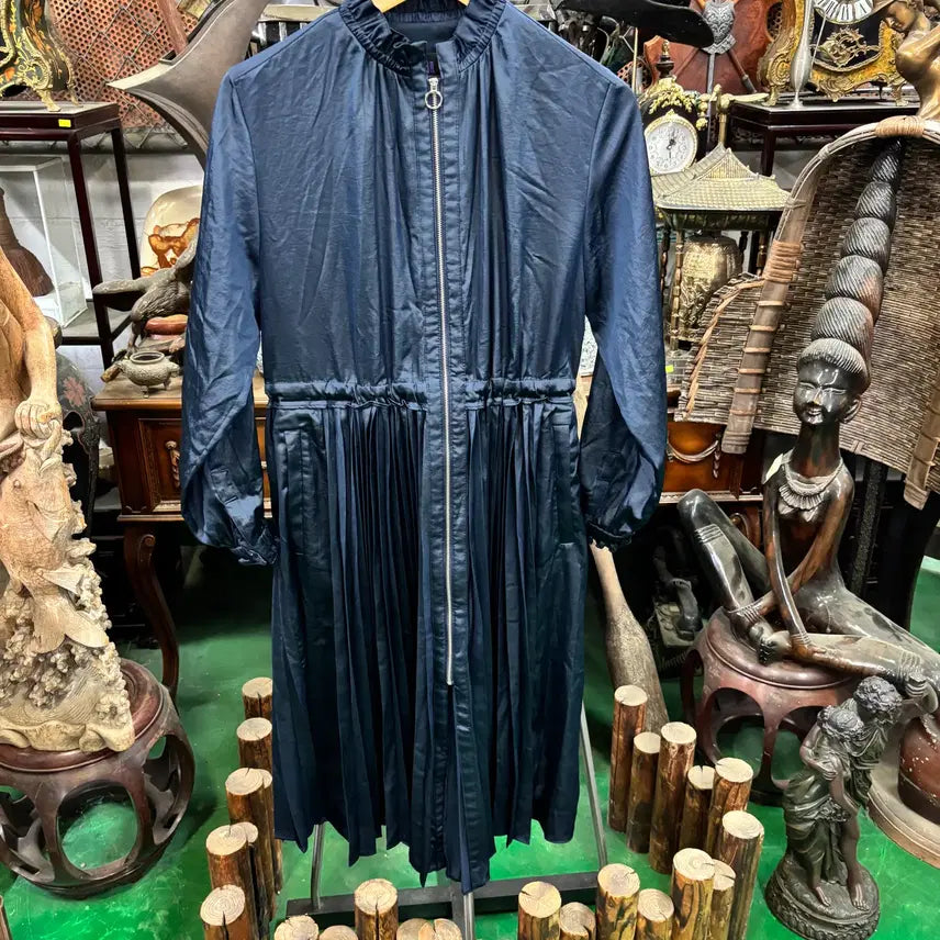 [BUNJANG] Anna Sui Romantica Satin Pleated Long Jacket / 안나수이(Anna Sui) 로맨티카 새틴 플리츠 원피스 겸 롱 자켓