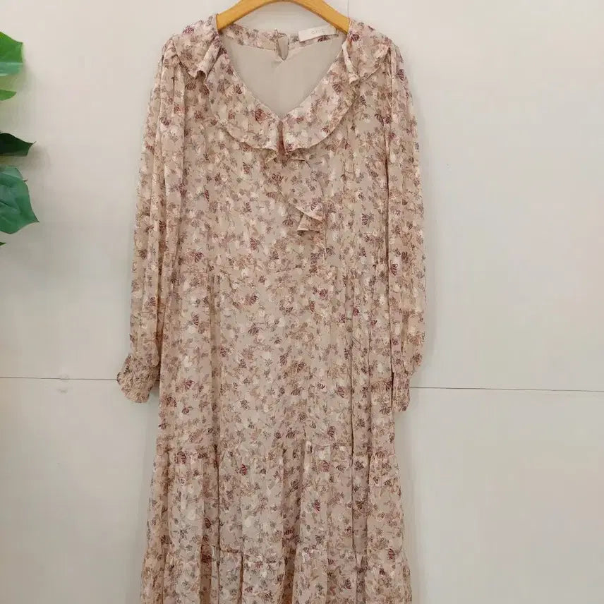 [BUNJANG] O'ZOK Balloon Sleeve Floral Pattern Ruffle Dress / 오조크 벌룬소매 플라워패턴 캉캉원피스 77