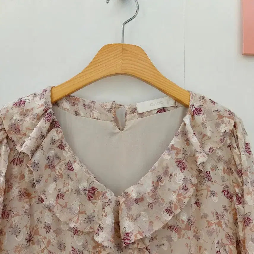 [BUNJANG] O'ZOK Balloon Sleeve Floral Pattern Ruffle Dress / 오조크 벌룬소매 플라워패턴 캉캉원피스 77