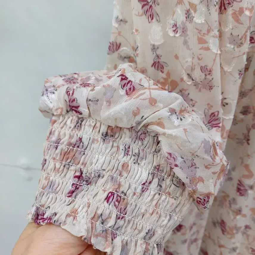 [BUNJANG] O'ZOK Balloon Sleeve Floral Pattern Ruffle Dress / 오조크 벌룬소매 플라워패턴 캉캉원피스 77