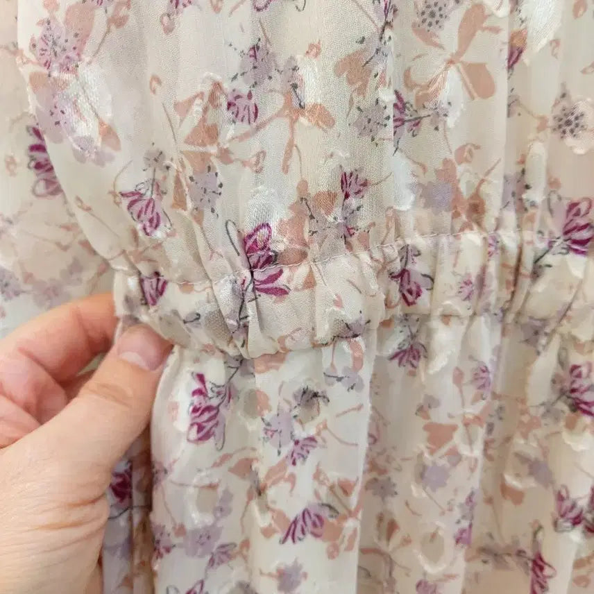 [BUNJANG] O'ZOK Balloon Sleeve Floral Pattern Ruffle Dress / 오조크 벌룬소매 플라워패턴 캉캉원피스 77