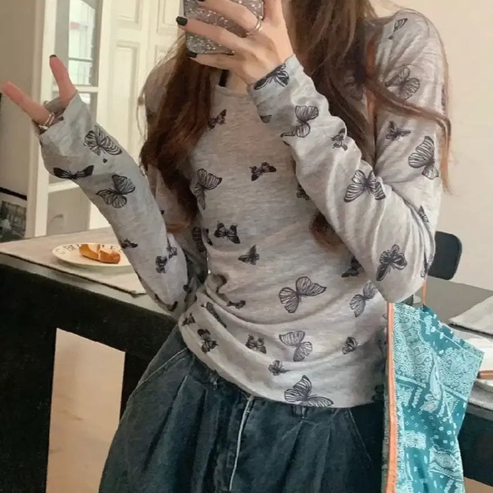 [BUNJANG] Ably Butterfly Long Sleeve T-shirt / 237. 에이블리 나비 플라이 긴팔티셔츠