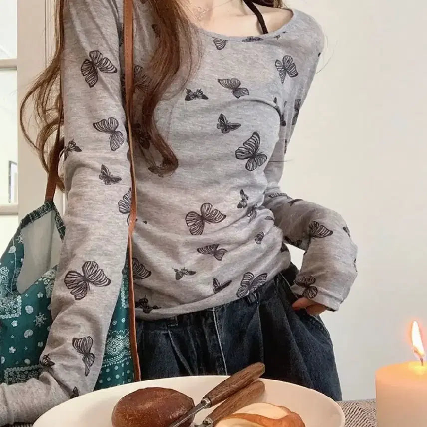 [BUNJANG] Ably Butterfly Long Sleeve T-shirt / 237. 에이블리 나비 플라이 긴팔티셔츠