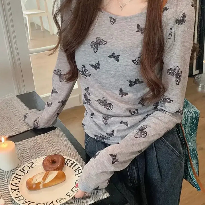 [BUNJANG] Ably Butterfly Long Sleeve T-shirt / 237. 에이블리 나비 플라이 긴팔티셔츠