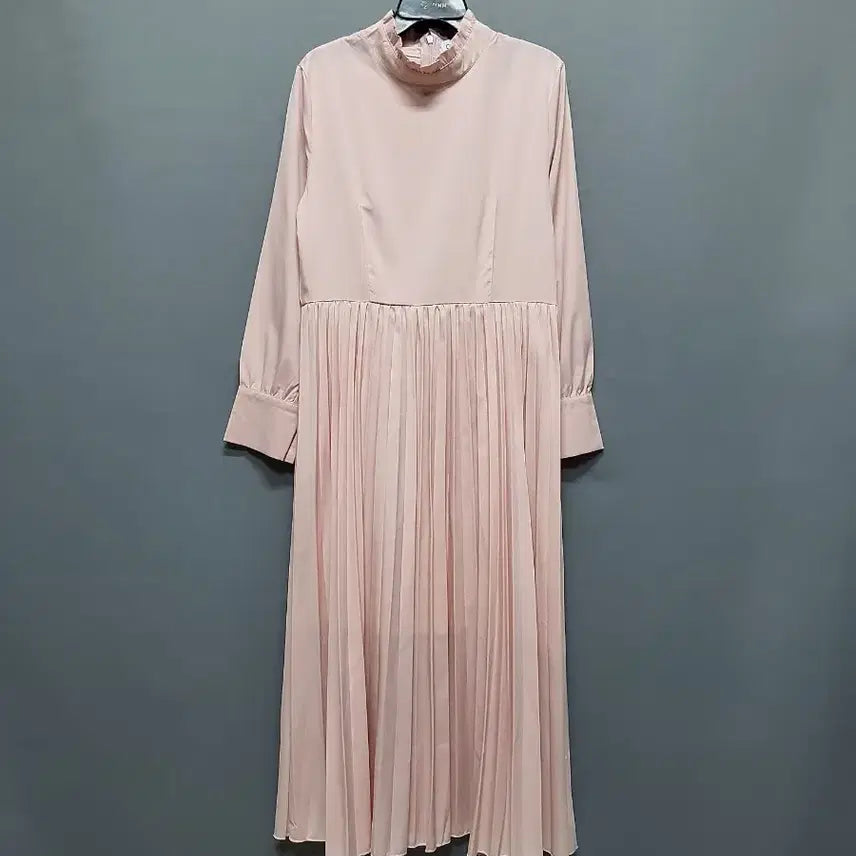 [BUNJANG] Frill Neck Span Pleats Long Dress / 프릴 넥 스판 플리츠 롱 원피스