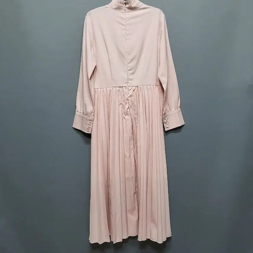 [BUNJANG] Frill Neck Span Pleats Long Dress / 프릴 넥 스판 플리츠 롱 원피스