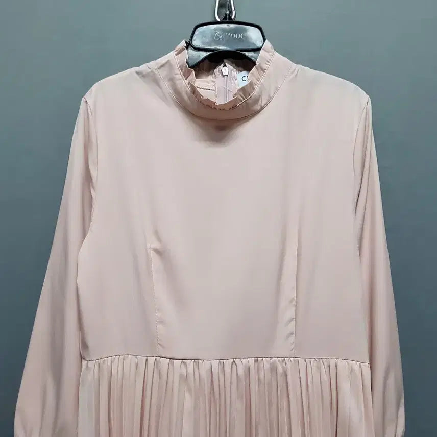 [BUNJANG] Frill Neck Span Pleats Long Dress / 프릴 넥 스판 플리츠 롱 원피스