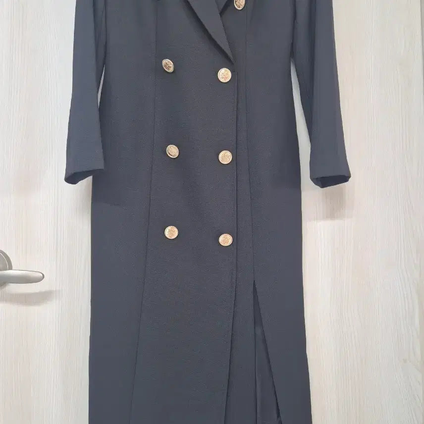 [BUNJANG] Sample Black Gold Button Long Dress / 브랜드 샘플 블랙 금장 버튼 롱원피스
