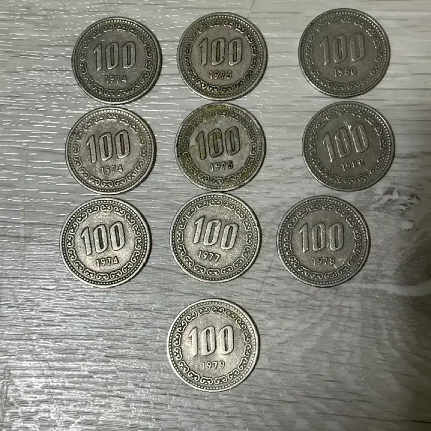 [BUNJANG] 1974-1980 Korean 100 Won Coin Set / 1974 1975 1977 1978 1979 1980