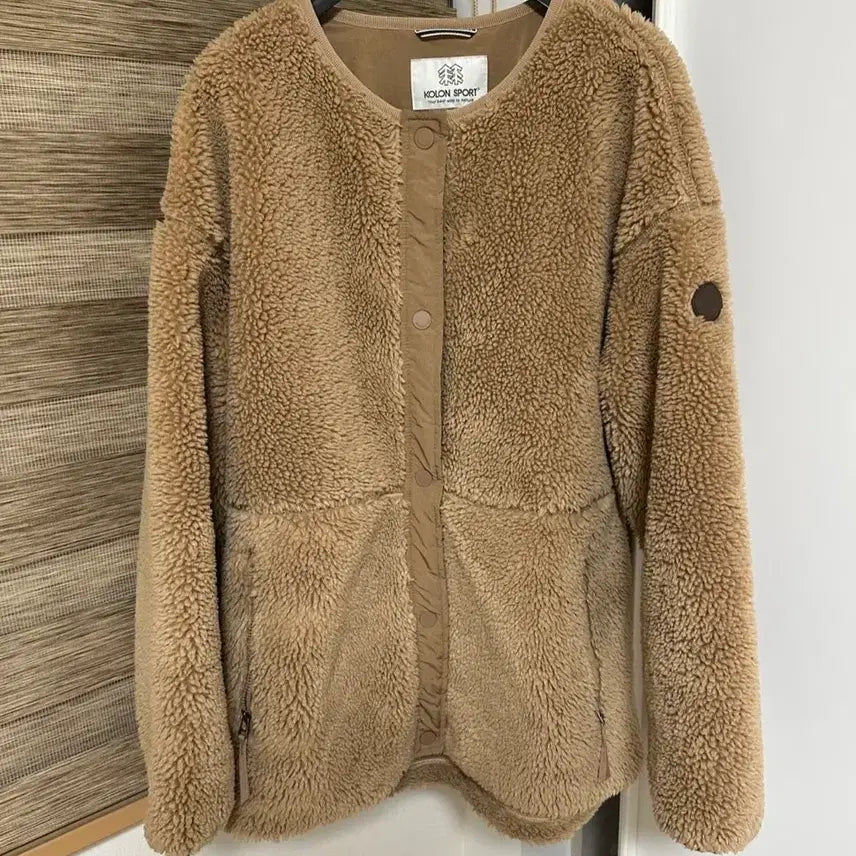 [BUNJANG] Kolon Beige Faux Shearling Jacket / 코오롱 뽀글이 자켓