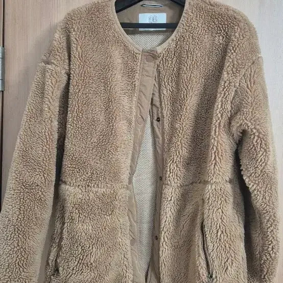 [BUNJANG] Kolon Beige Faux Shearling Jacket / 코오롱 뽀글이 자켓