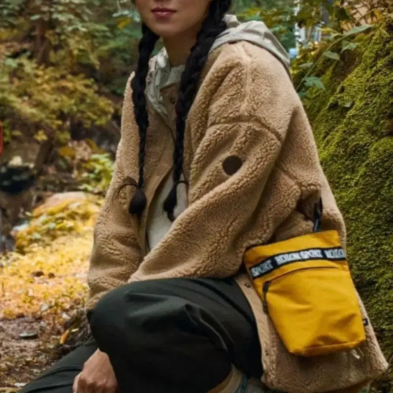 [BUNJANG] Kolon Beige Faux Shearling Jacket / 코오롱 뽀글이 자켓