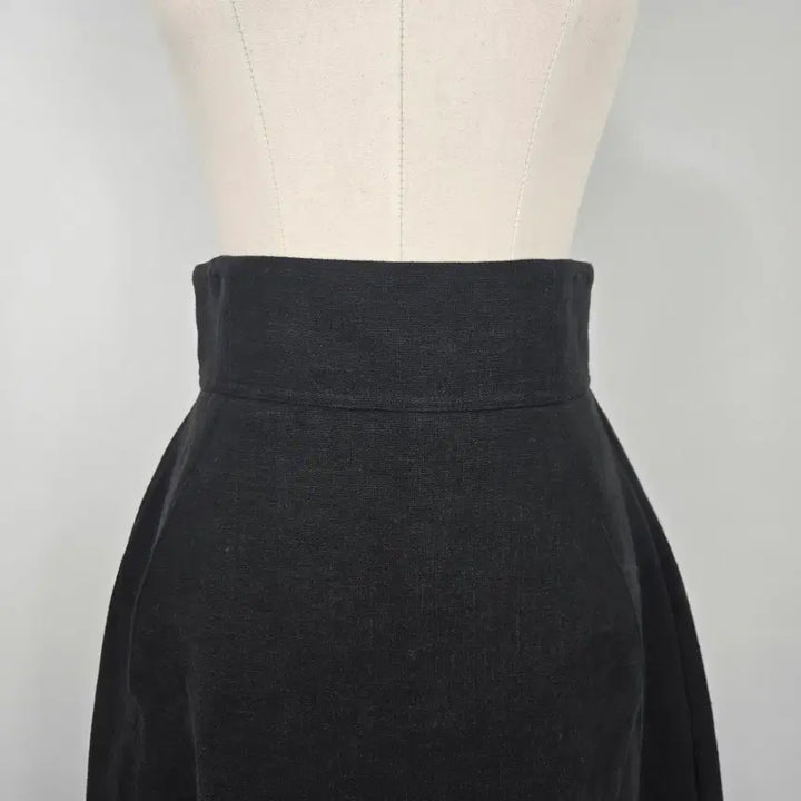 [BUNJANG] 11AM Black A-Line Linen Long Skirt / 0631. 11AM 블랙 A라인 린넨 롱 스커트S