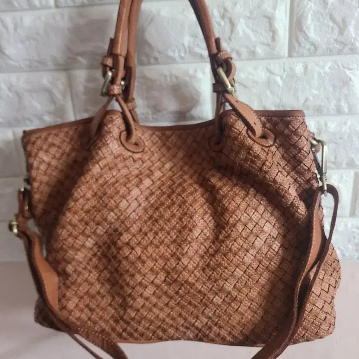 [BUNJANG] Peruzzi Leather Weaving Tote Bag / 이태리 페루찌 가죽 위빙 토트백