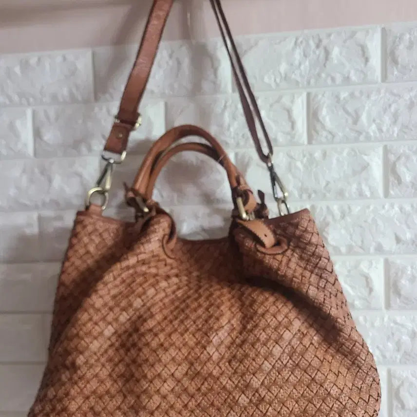 [BUNJANG] Peruzzi Leather Weaving Tote Bag / 이태리 페루찌 가죽 위빙 토트백