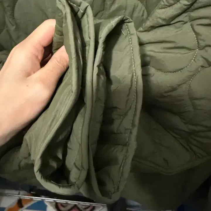 [BUNJANG] Unbranded Lightweight Quilted Jacket - Olive - Size L / 경량 오버핏 퀄팅 깔낄이 누빔 L