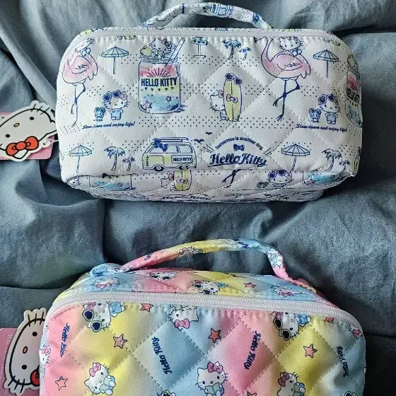 [BUNJANG] Hello Kitty Quilted Pouch Set / 헬로키티 퀼팅 파우치 2종