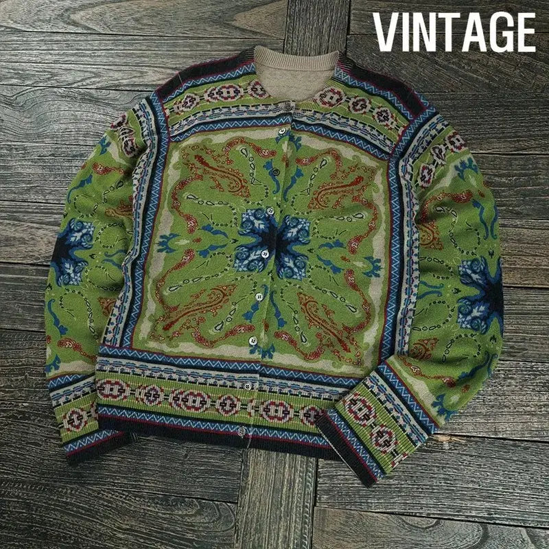 [SOLD OUT] 빈티지 에스닉 패턴 니트 가디건 M19114