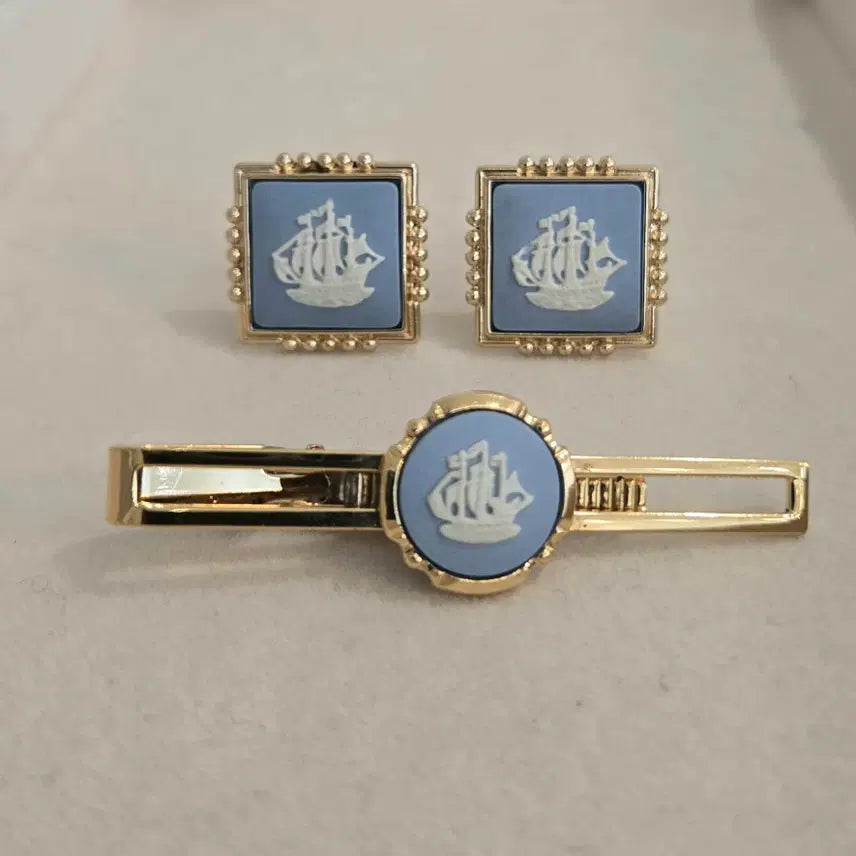 [BUNJANG] Wedgwood Jasper Cufflinks & Tie Pin Set / 웨지우드 제스퍼 커프스 버튼 & 타이 핀 세트