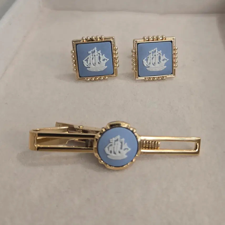 [BUNJANG] Wedgwood Jasper Cufflinks & Tie Pin Set / 웨지우드 제스퍼 커프스 버튼 & 타이 핀 세트