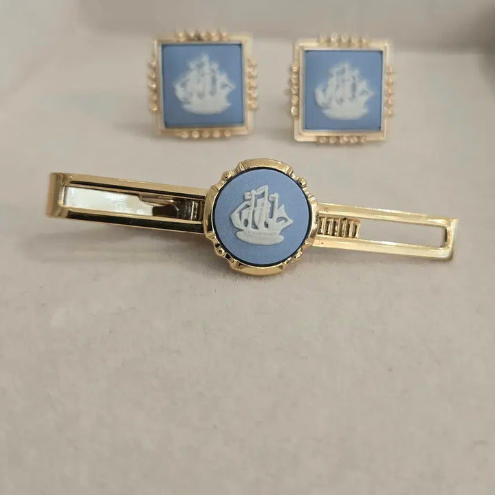 [BUNJANG] Wedgwood Jasper Cufflinks & Tie Pin Set / 웨지우드 제스퍼 커프스 버튼 & 타이 핀 세트