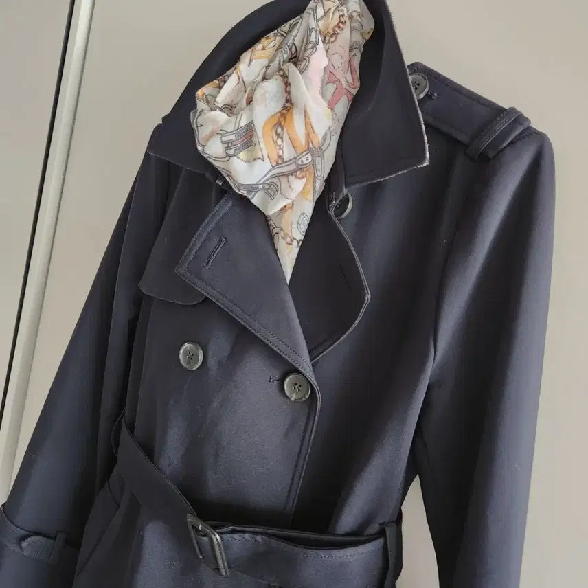 [BUNJANG] A+G BASIC Navy Trench Coat (Size 66) / A+G BASIC 네이비 트렌치 코트 66