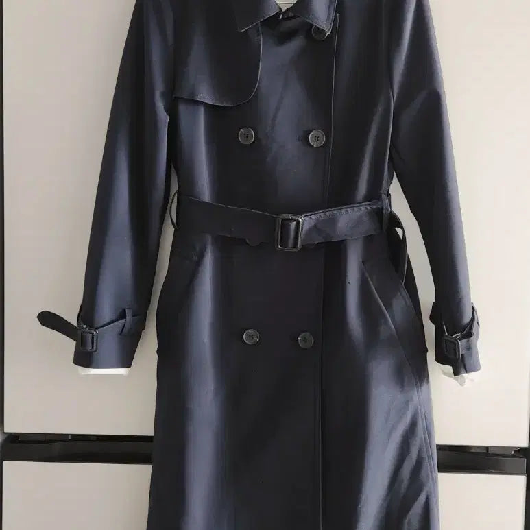 [BUNJANG] A+G BASIC Navy Trench Coat (Size 66) / A+G BASIC 네이비 트렌치 코트 66