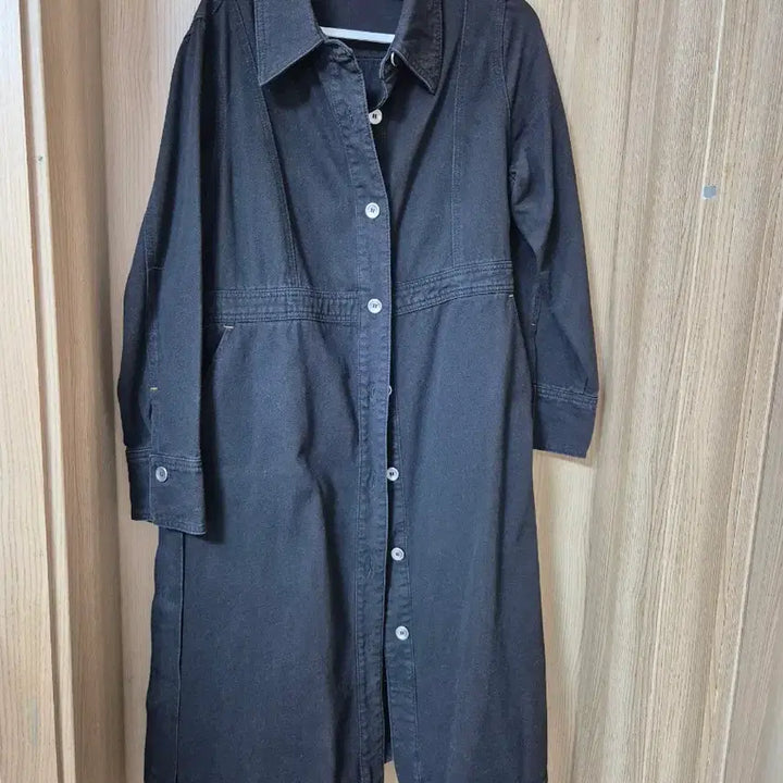 [BUNJANG] Black Denim Long Shirt Jacket / 블랙 데님 롱 셔츠 자켓