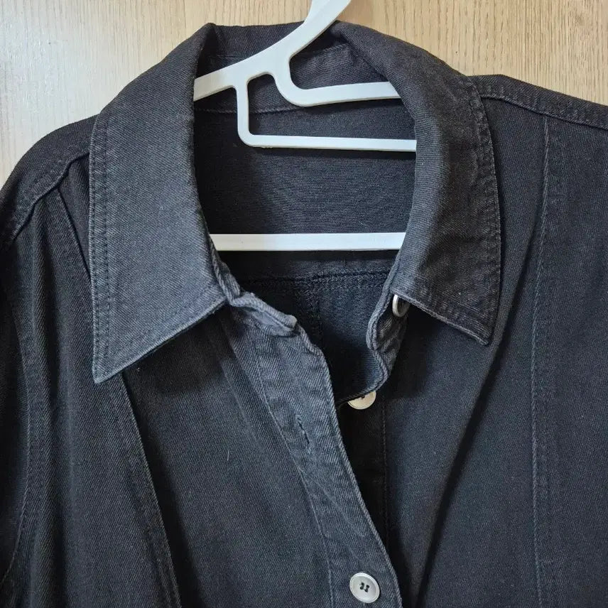 [BUNJANG] Black Denim Long Shirt Jacket / 블랙 데님 롱 셔츠 자켓
