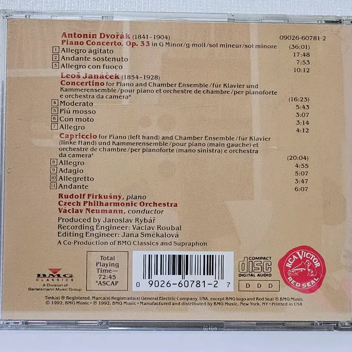 [BUNJANG] Dvorak Rudolf Firkušný CD / Dvorak 루돌프 피르쿠슈니  CD