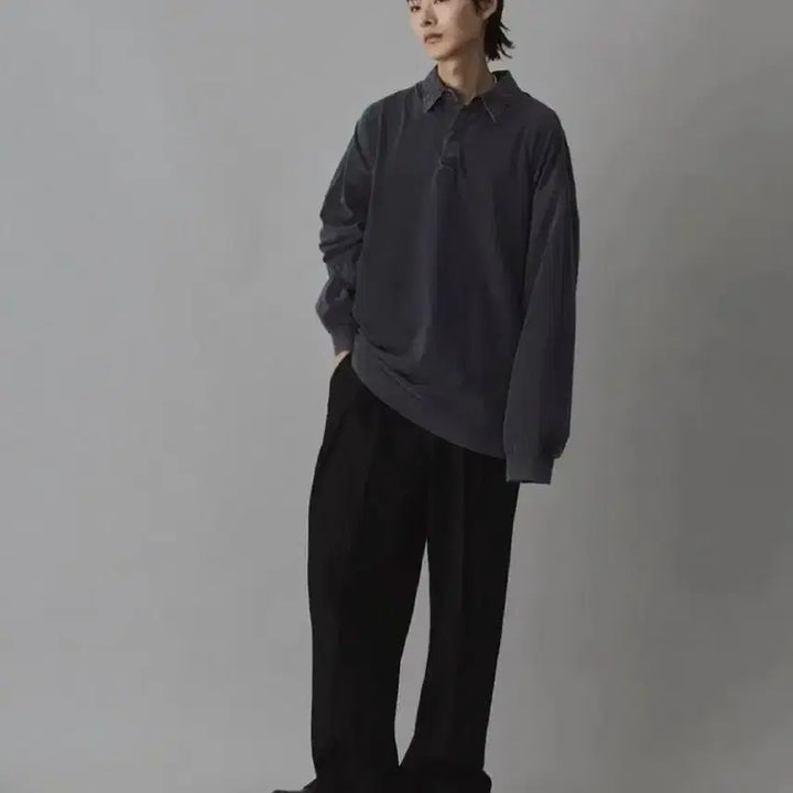 [BUNJANG] Juun.J Dying Polo Long Sleeve Shirt / 준지 다잉 폴로 롱슬리브 블루 S 팝니다.