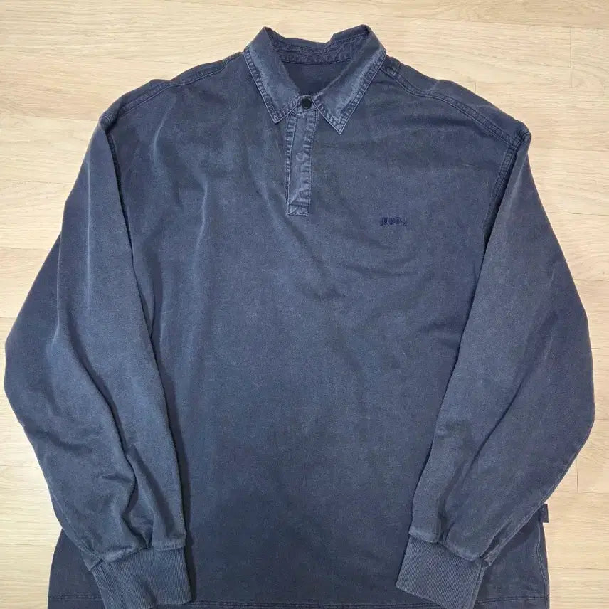 [BUNJANG] Juun.J Dying Polo Long Sleeve Shirt / 준지 다잉 폴로 롱슬리브 블루 S 팝니다.