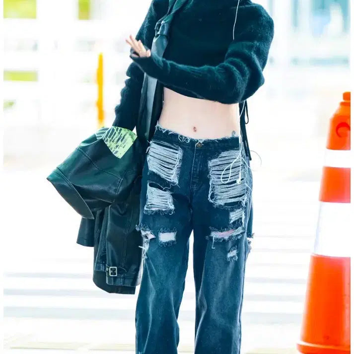 [BUNJANG] Gateless Han So-hee Black Denim Low-Rise Pants / 게이트리스 한소희 흑청 로우라이즈 바지