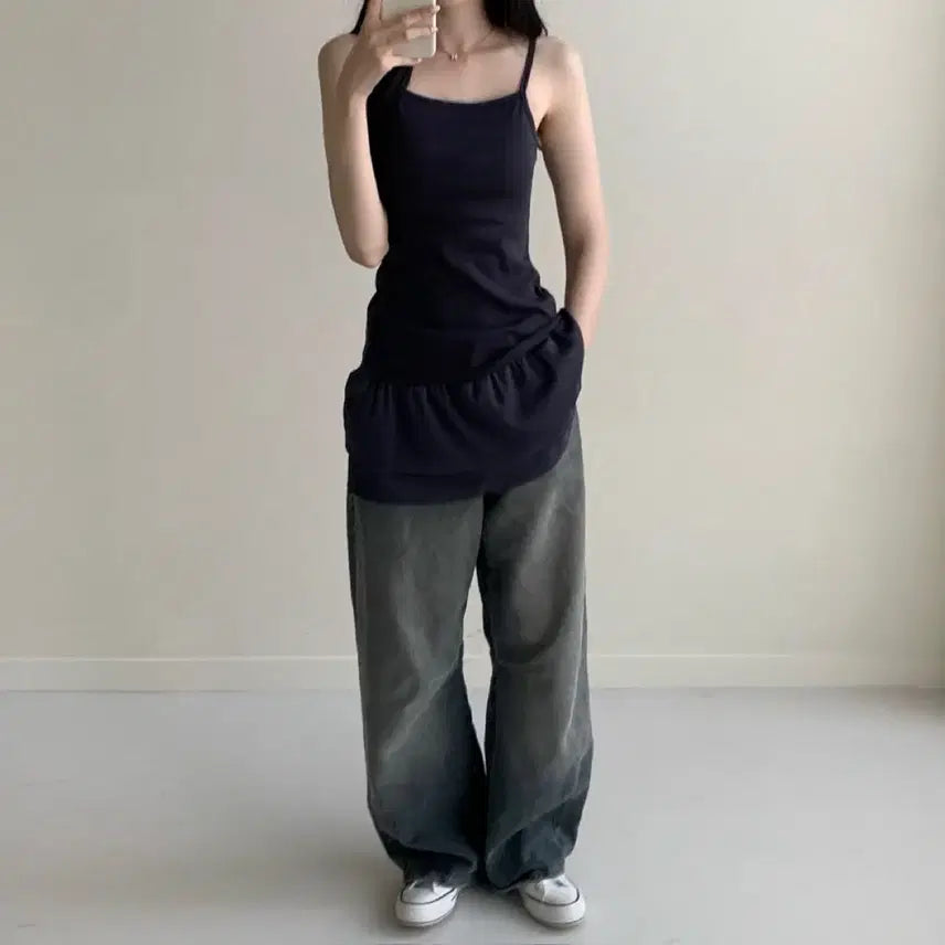 [BUNJANG] Mesh Lace Layered Camisole / 망사 레이스 이너 레이어드 나시