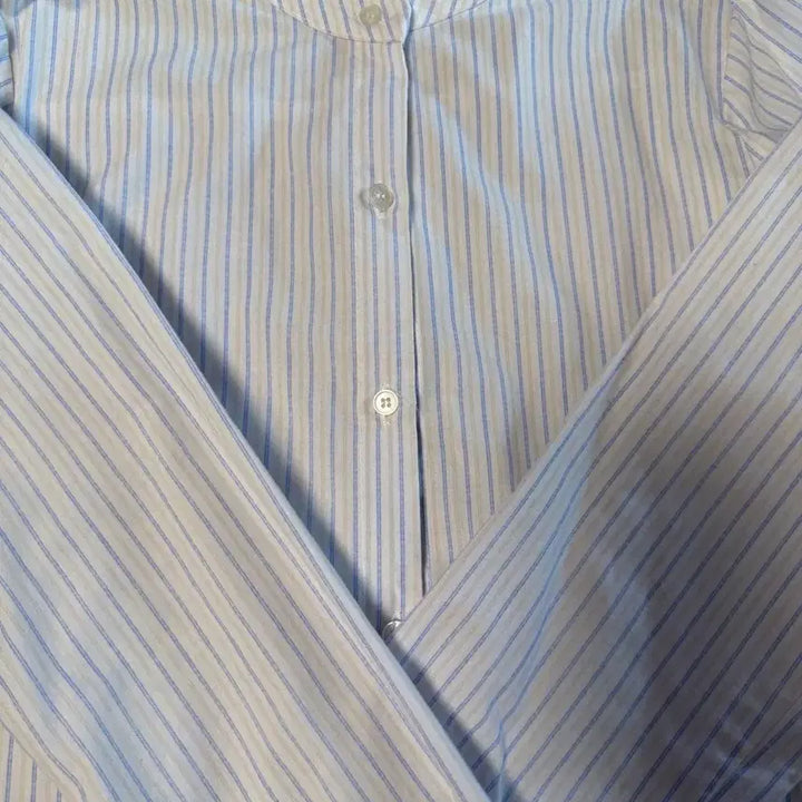 [BUNJANG] Pigment Striped Shirt / 피그먼트 차이나카라 스트라이프셔츠 FREE