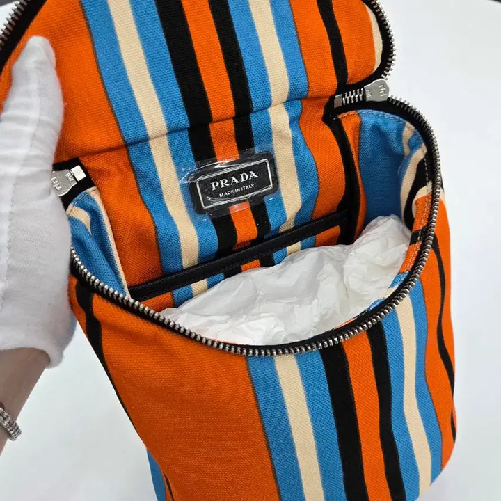 [BUNJANG] Prada Duo Messenger Crossbody Bag / { 새상품 } 프라다 블랙 삼각로고 스트라이프 듀오 메신저 크로스백